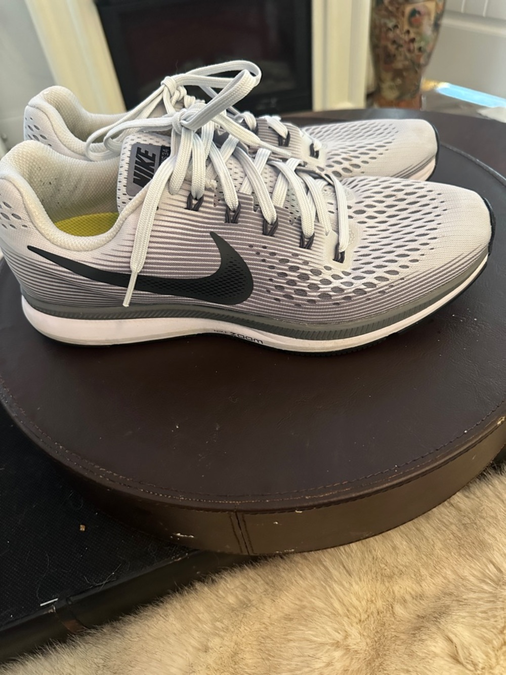Nike Men’s Zoom Pegasus Light Gray and Black Athletic Running Shoes